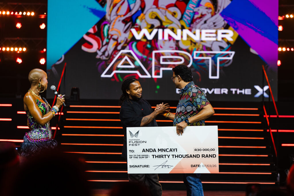 Mahindra Fusion Fest showcasing the newly discovered talent, including Thando Micky, Andile Cele and Anda Mncayi, as they are celebrated on stage for their music, fashion and art contributions.