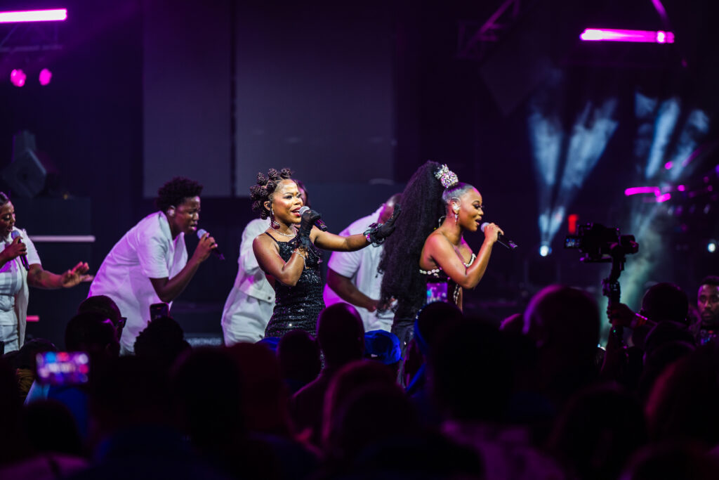 Mahindra Fusion Fest performance by female artists Naledi Aphiwe, Karen Zoid, Nomfundo Moh and Mariechan as they perform on stage, celebrating empowerment, creativity and music with an engaged audience.